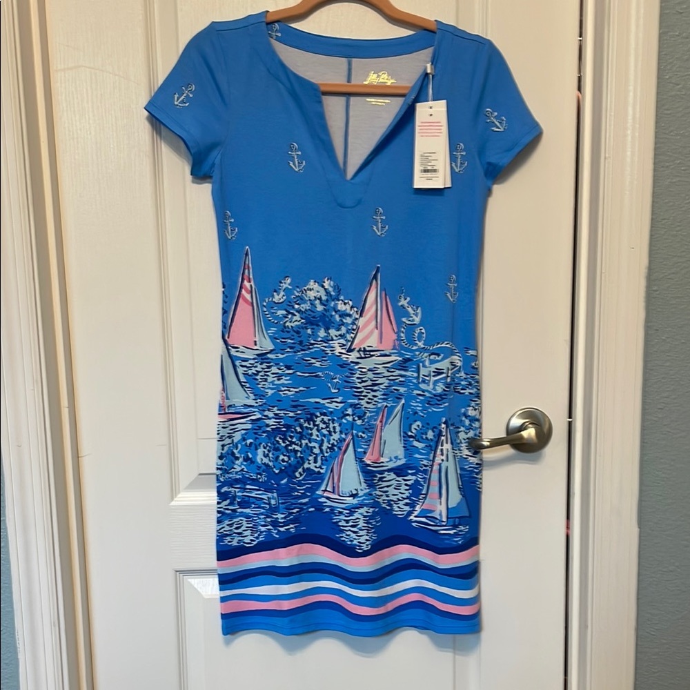 Lilly Pulitzer Blue and Pink Sailboat Mini Dress